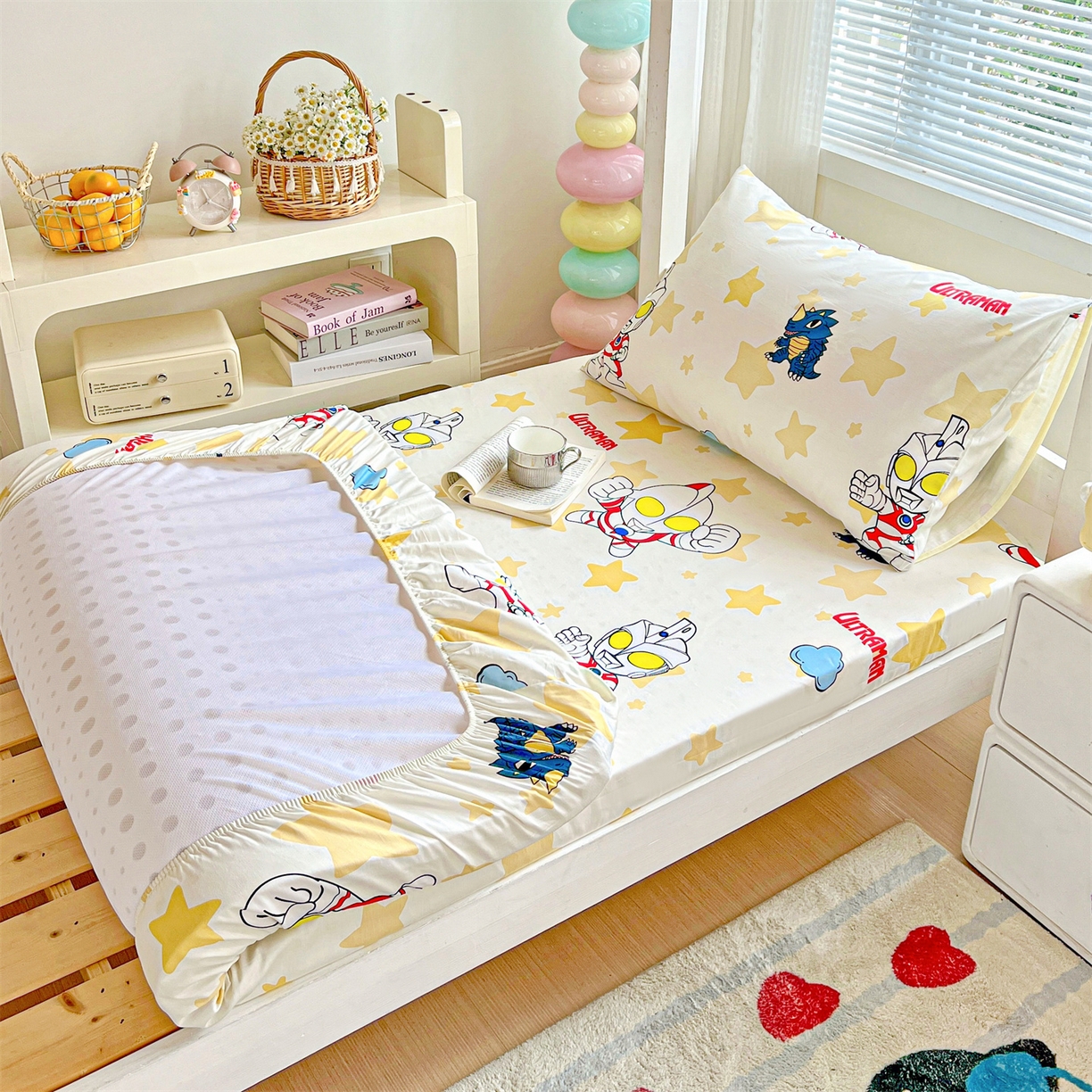 91家纺网 家纺一手货源 找家纺 名兮家居 2025-奥特曼-三丽鸥全棉13372学生床上下铺床笠【含防伪标】 星星奥特曼