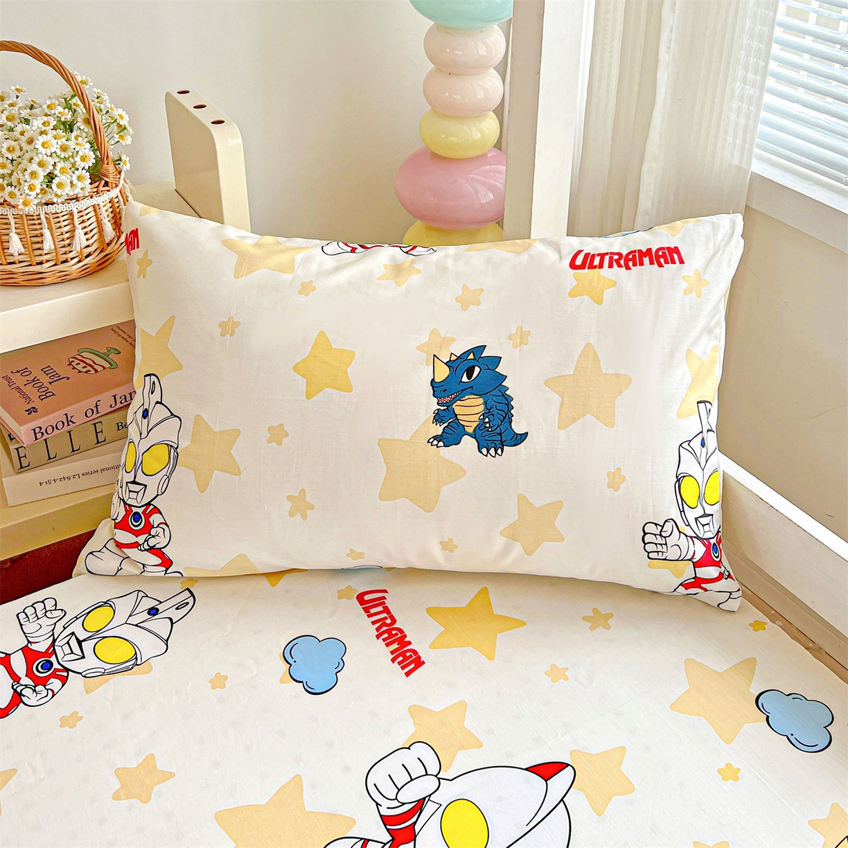 91家纺网 家纺一手货源 找家纺 名兮家居 2025-奥特曼-三丽鸥全棉13372学生床上下铺床笠【含防伪标】 星星奥特曼
