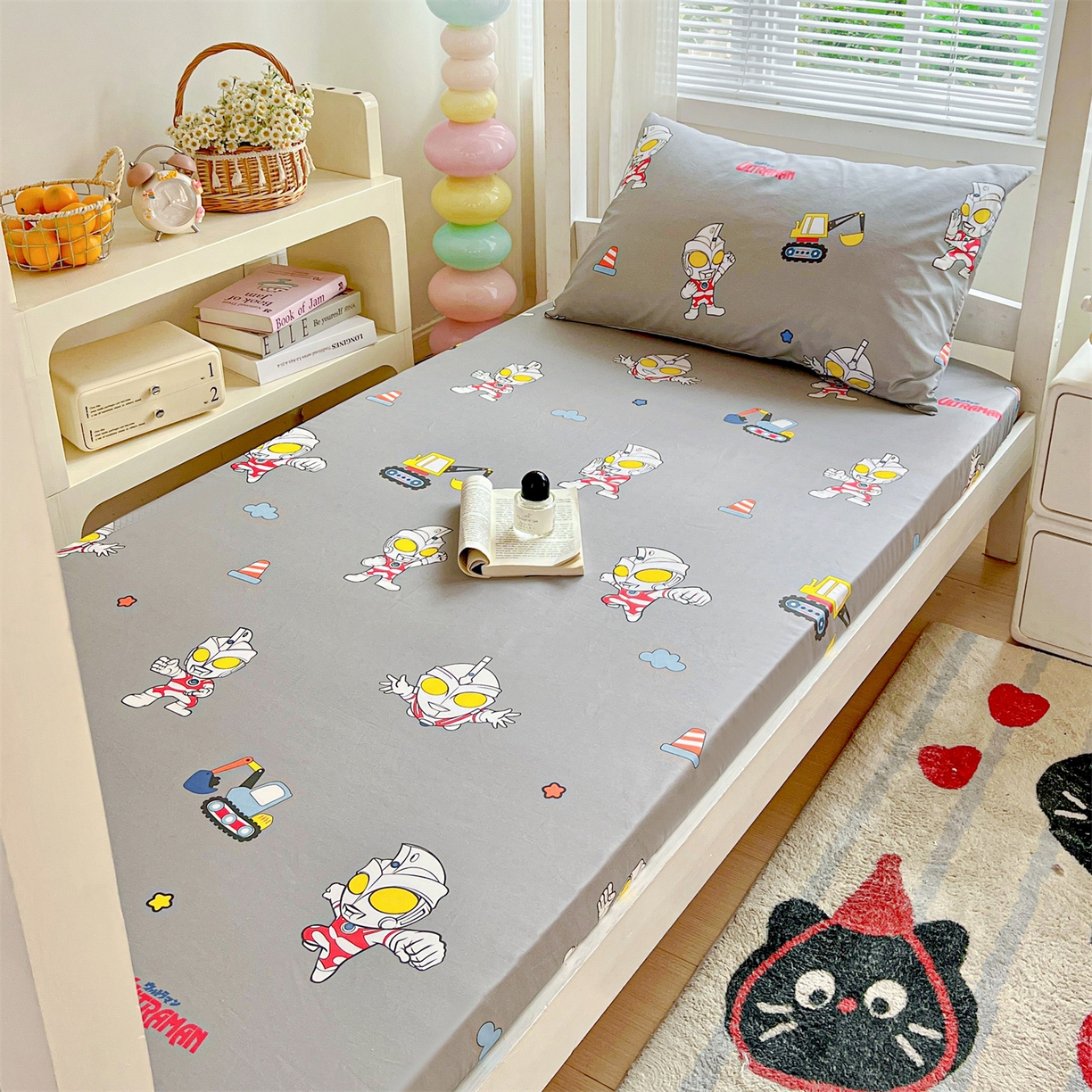 91家纺网 家纺一手货源 找家纺 名兮家居 2025-奥特曼-三丽鸥全棉13372学生床上下铺床笠【含防伪标】 宇宙小分队