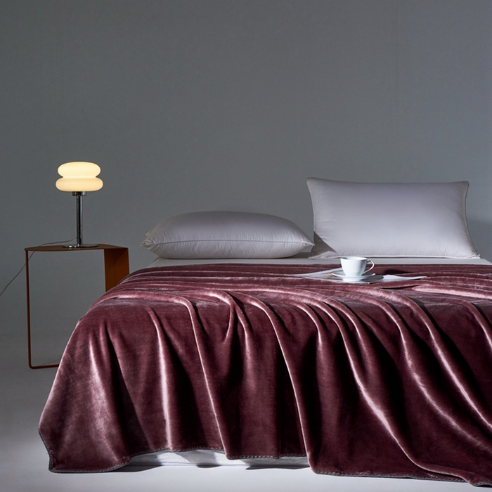 馨米莱家纺2025新款贝壳边牛奶绒毛毯 豆沙色