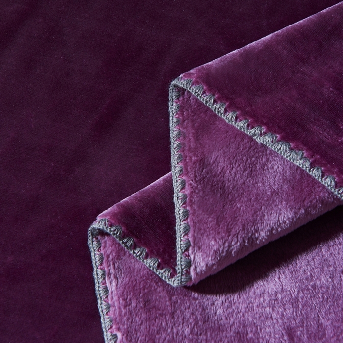 91家纺网 家纺一手货源 找家纺 馨米莱家纺2025新款贝壳边牛奶绒毛毯 木槿紫