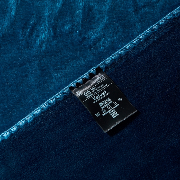 91家纺网 家纺一手货源 找家纺 馨米莱家纺2025新款贝壳边牛奶绒毛毯 深蓝色