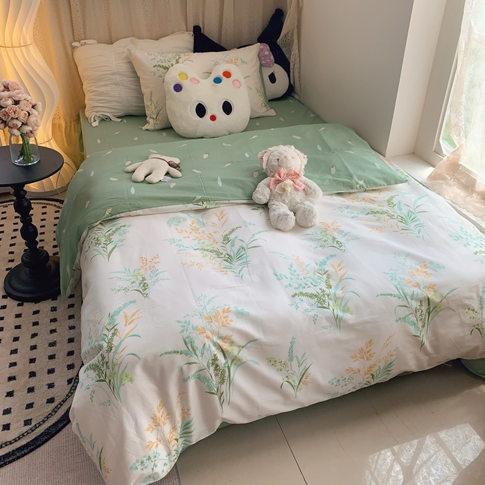 91家纺网 家纺一手货源 找家纺 （总）莱豫家纺 2025春夏新款学生季全棉纯棉印花上下铺三件套学生宿舍三件套