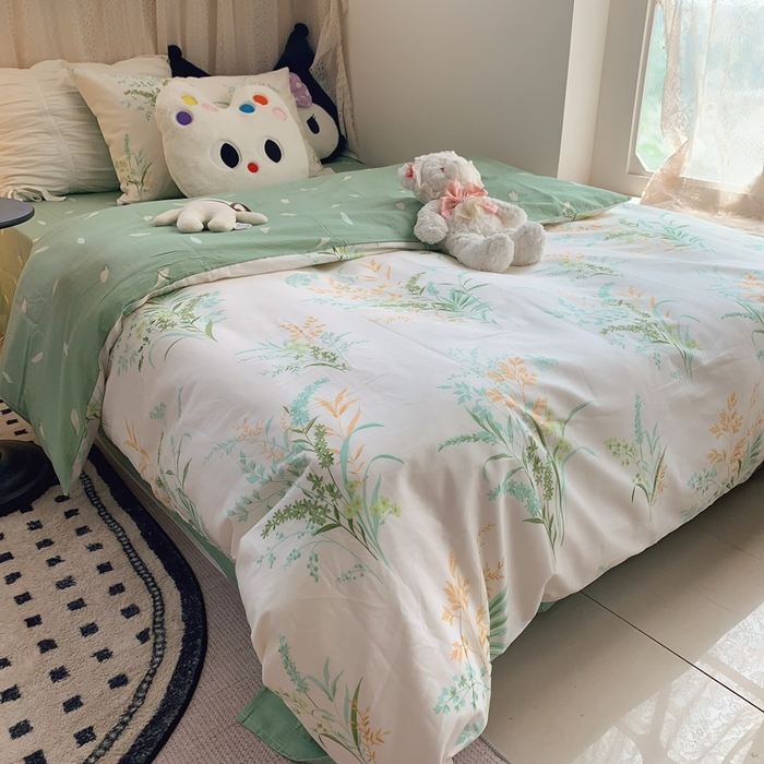 91家纺网 家纺一手货源 找家纺 （总）莱豫家纺 2025春夏新款学生季全棉纯棉印花上下铺三件套学生宿舍三件套