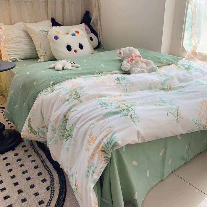 91家纺网 家纺一手货源 找家纺 （总）莱豫家纺 2025春夏新款学生季全棉纯棉印花上下铺三件套学生宿舍三件套