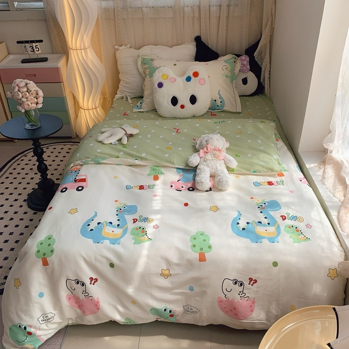 91家纺网 家纺一手货源 找家纺 （总）莱豫家纺 2025春夏新款学生季全棉纯棉印花上下铺三件套学生宿舍三件套