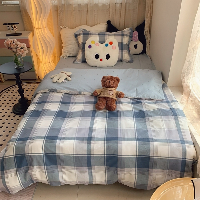 91家纺网 家纺一手货源 找家纺 （总）莱豫家纺 2025春夏新款学生季全棉纯棉印花上下铺三件套学生宿舍三件套