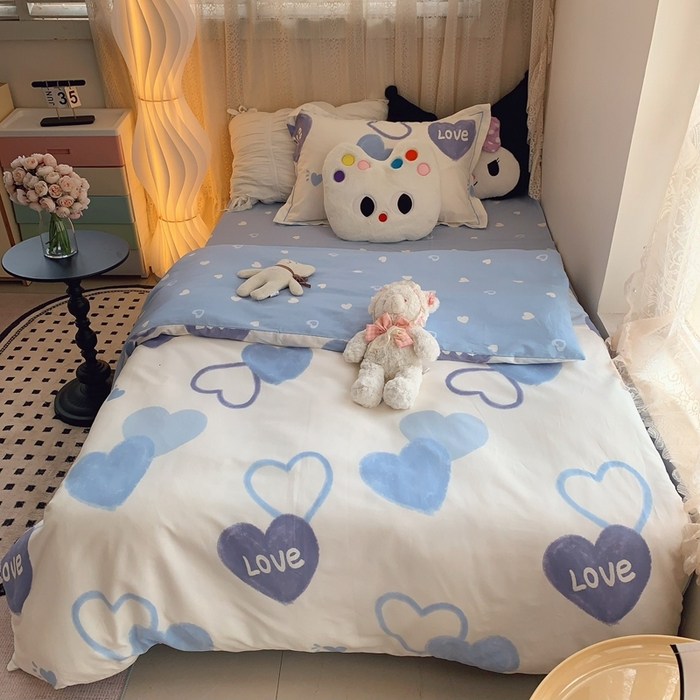 91家纺网 家纺一手货源 找家纺 （总）莱豫家纺 2025春夏新款学生季全棉纯棉印花上下铺三件套学生宿舍三件套