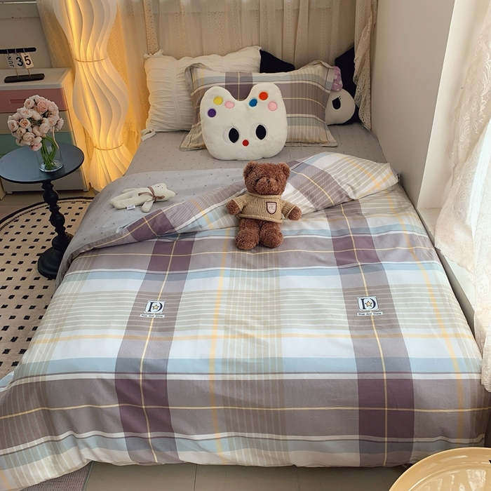 91家纺网 家纺一手货源 找家纺 （总）莱豫家纺 2025春夏新款学生季全棉纯棉印花上下铺三件套学生宿舍三件套