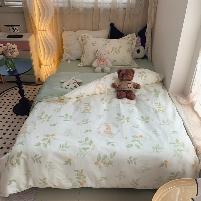 91家纺网 家纺一手货源 找家纺 （总）莱豫家纺 2025春夏新款学生季全棉纯棉印花上下铺三件套学生宿舍三件套