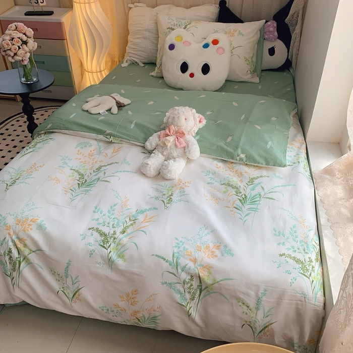 91家纺网 家纺一手货源 找家纺 莱豫家纺 2025春夏新款学生季全棉纯棉印花上下铺三件套学生宿舍三件套 爱莲娜