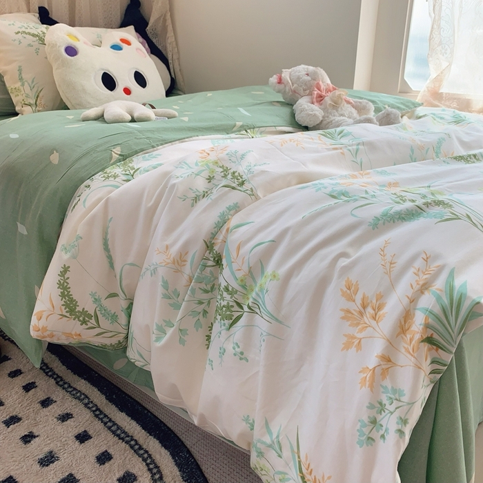 91家纺网 家纺一手货源 找家纺 莱豫家纺 2025春夏新款学生季全棉纯棉印花上下铺三件套学生宿舍三件套 爱莲娜