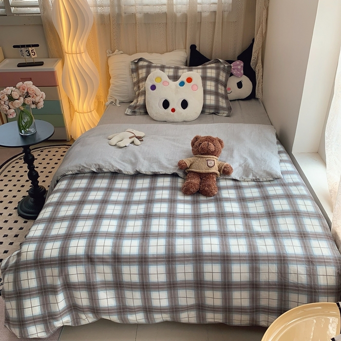 莱豫家纺 2025春夏新款学生季全棉纯棉印花上下铺三件套学生宿舍三件套 布雷尼