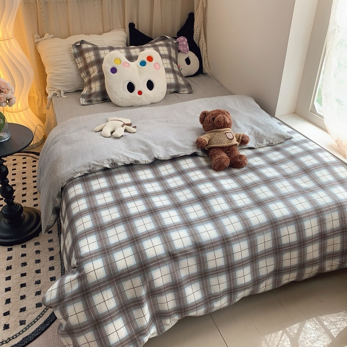 91家纺网 家纺一手货源 找家纺 莱豫家纺 2025春夏新款学生季全棉纯棉印花上下铺三件套学生宿舍三件套 布雷尼