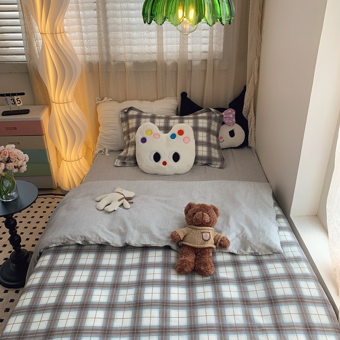 91家纺网 家纺一手货源 找家纺 莱豫家纺 2025春夏新款学生季全棉纯棉印花上下铺三件套学生宿舍三件套 布雷尼