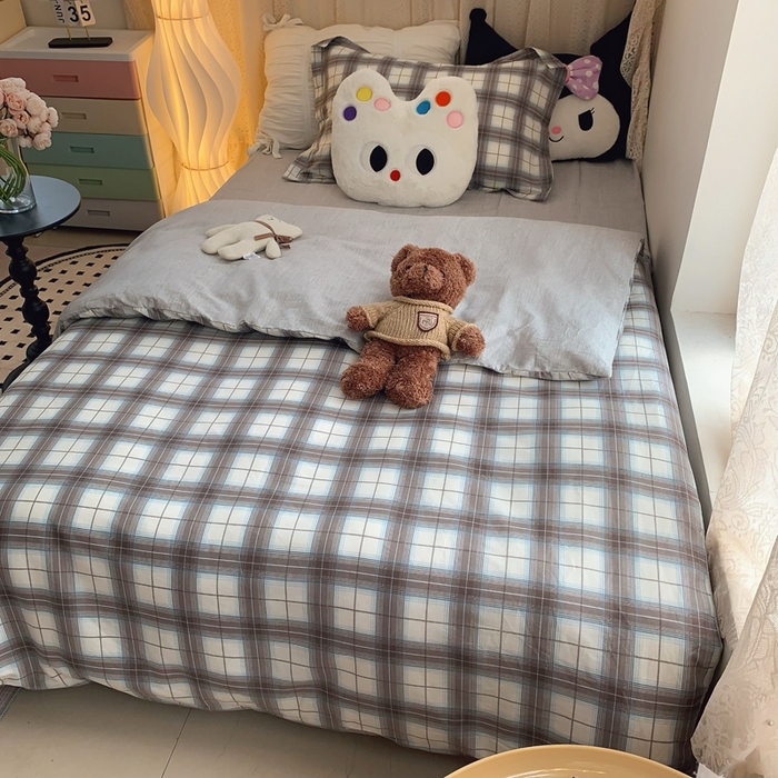 91家纺网 家纺一手货源 找家纺 莱豫家纺 2025春夏新款学生季全棉纯棉印花上下铺三件套学生宿舍三件套 布雷尼