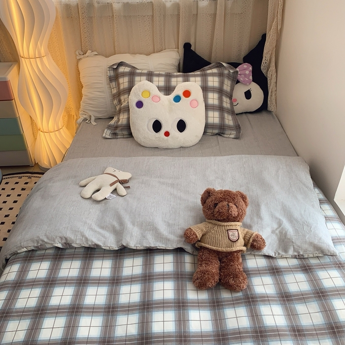 91家纺网 家纺一手货源 找家纺 莱豫家纺 2025春夏新款学生季全棉纯棉印花上下铺三件套学生宿舍三件套 布雷尼