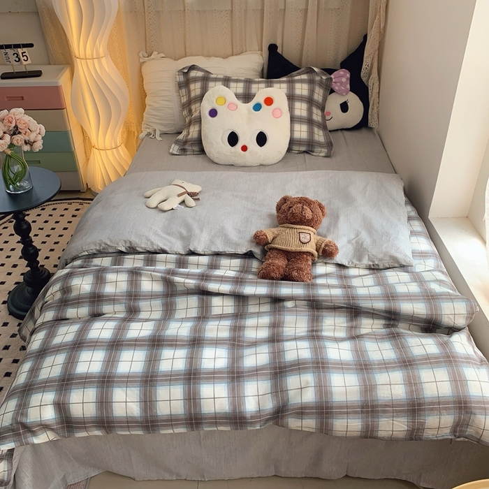 91家纺网 家纺一手货源 找家纺 莱豫家纺 2025春夏新款学生季全棉纯棉印花上下铺三件套学生宿舍三件套 布雷尼