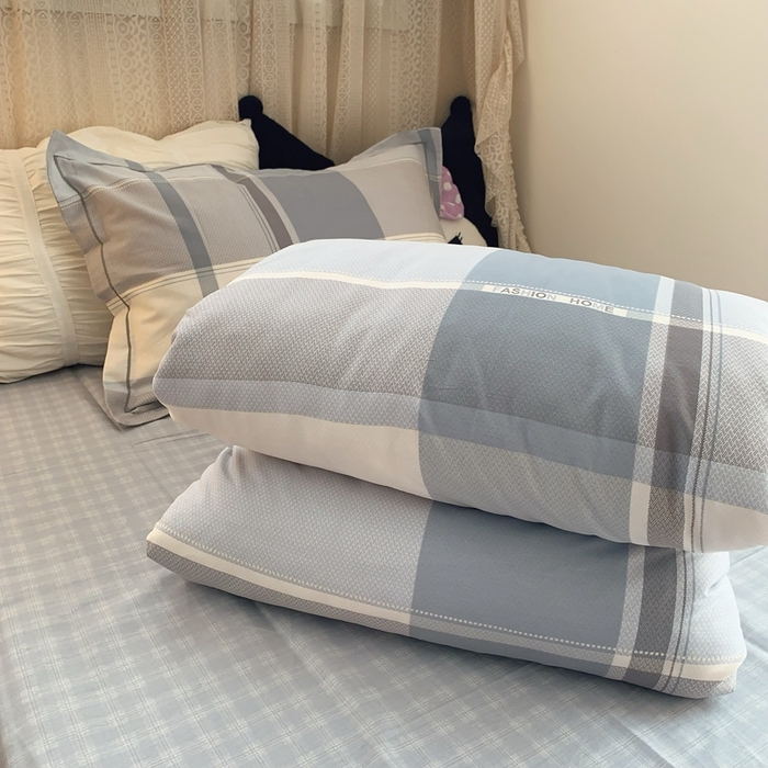 91家纺网 家纺一手货源 找家纺 莱豫家纺 2025春夏新款学生季全棉纯棉印花上下铺三件套学生宿舍三件套 方格蓝