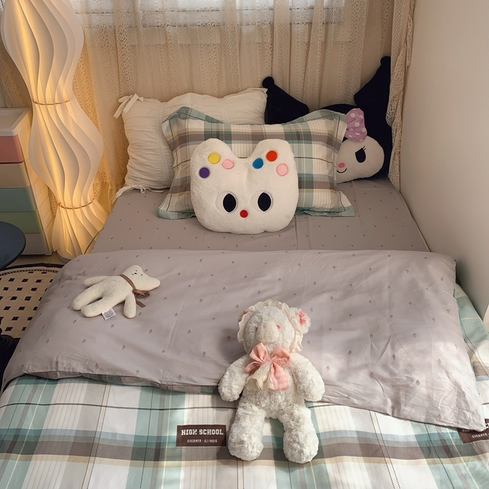 91家纺网 家纺一手货源 找家纺 莱豫家纺 2025春夏新款学生季全棉纯棉印花上下铺三件套学生宿舍三件套 格兰德