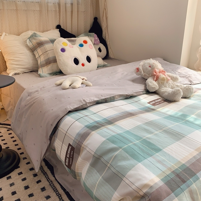 91家纺网 家纺一手货源 找家纺 莱豫家纺 2025春夏新款学生季全棉纯棉印花上下铺三件套学生宿舍三件套 格兰德