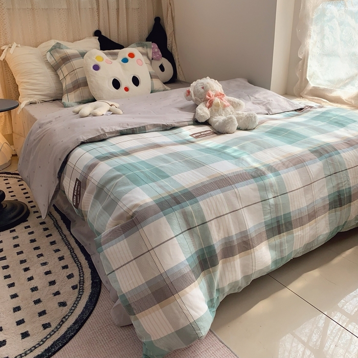 91家纺网 家纺一手货源 找家纺 莱豫家纺 2025春夏新款学生季全棉纯棉印花上下铺三件套学生宿舍三件套 格兰德