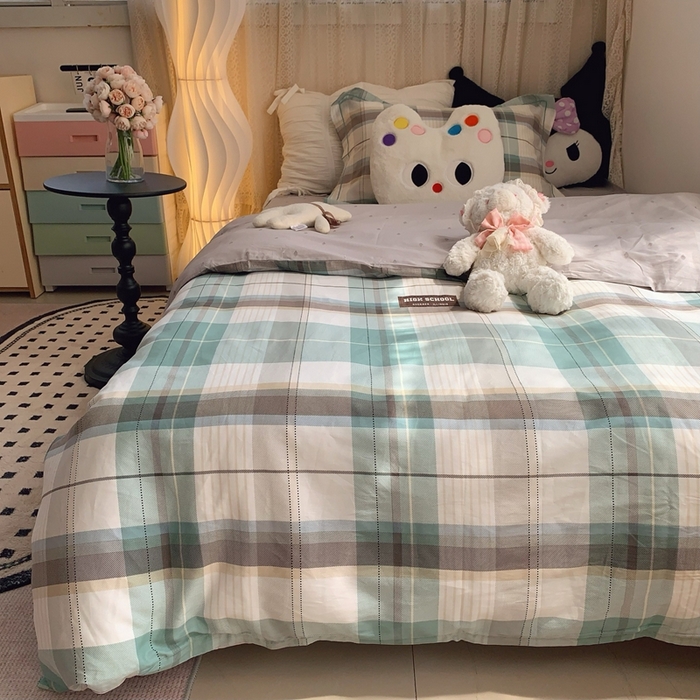 91家纺网 家纺一手货源 找家纺 莱豫家纺 2025春夏新款学生季全棉纯棉印花上下铺三件套学生宿舍三件套 格兰德