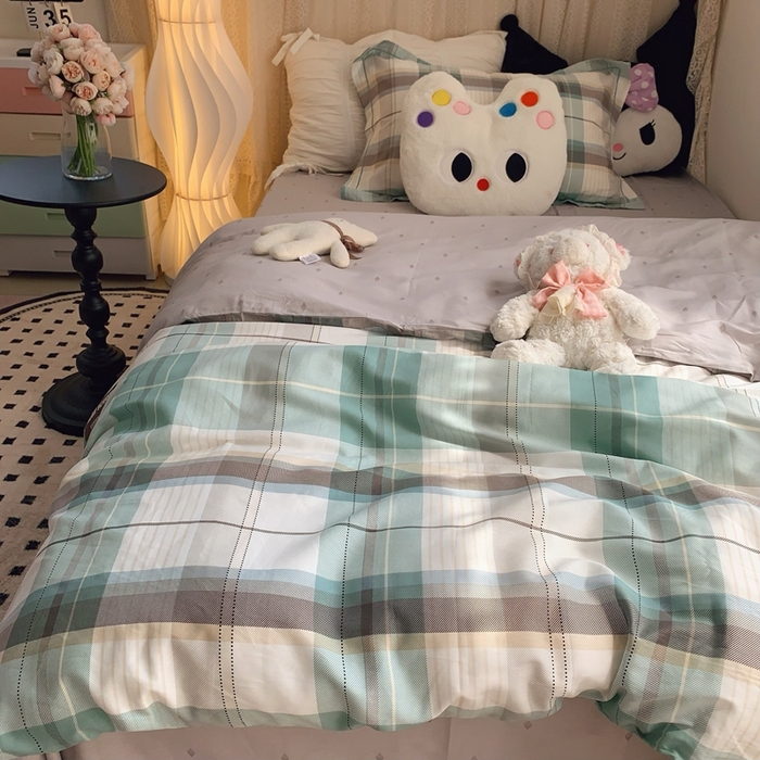 91家纺网 家纺一手货源 找家纺 莱豫家纺 2025春夏新款学生季全棉纯棉印花上下铺三件套学生宿舍三件套 格兰德