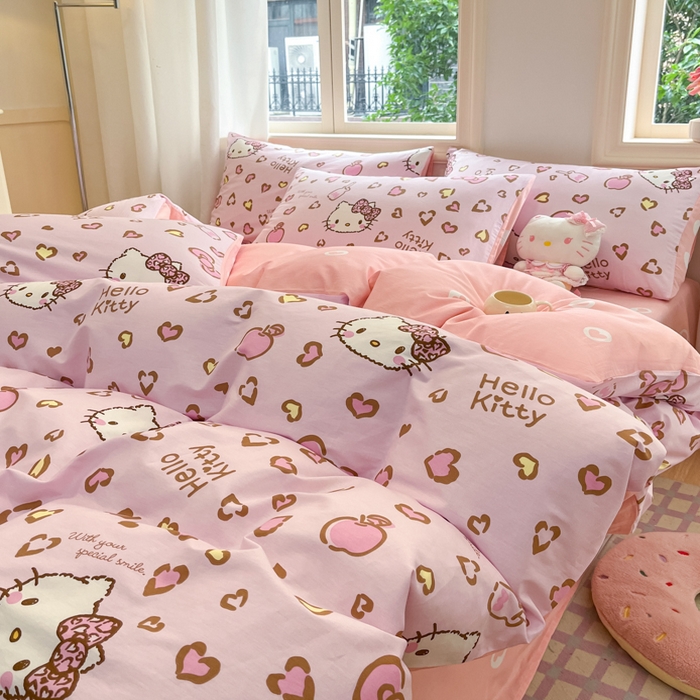 91家纺网 家纺一手货源 找家纺 博雅 2025新款全棉三丽鸥全棉四件套-小版 心心KT