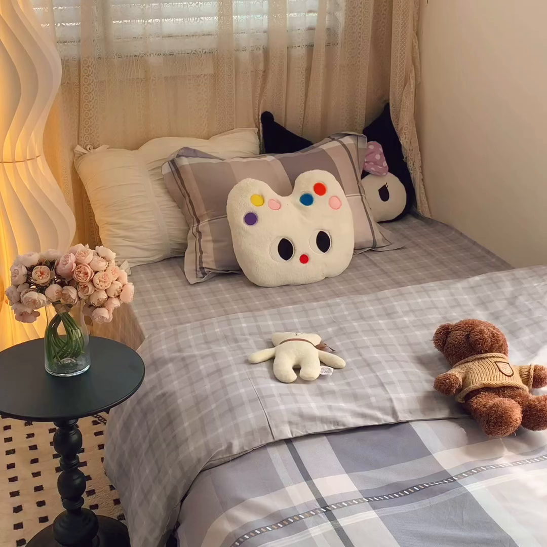 91家纺网 家纺一手货源 找家纺 莱豫家纺 2025春夏新款学生季全棉纯棉印花上下铺三件套学生宿舍三件套 阶梯灰