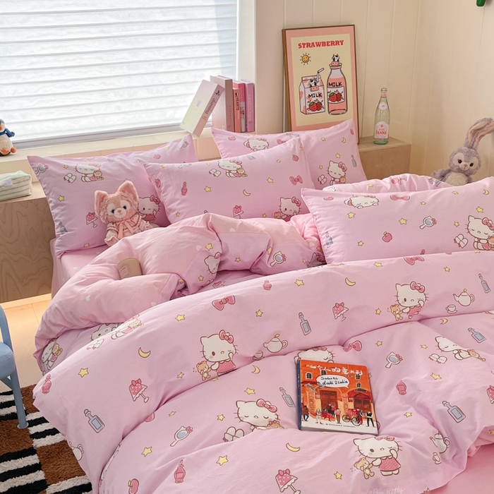 91家纺网 家纺一手货源 找家纺 博雅 2025新款全棉三丽鸥全棉四件套-小版 小星星KT