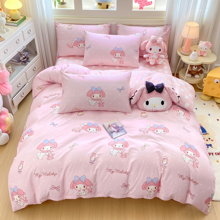 91家纺网 家纺一手货源 找家纺 博雅 2025新款全棉三丽鸥全棉四件套-小版 小兔美乐蒂