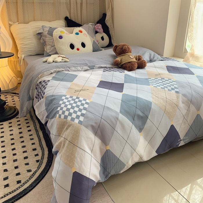 91家纺网 家纺一手货源 找家纺 莱豫家纺 2025春夏新款学生季全棉纯棉印花上下铺三件套学生宿舍三件套 拉斯图