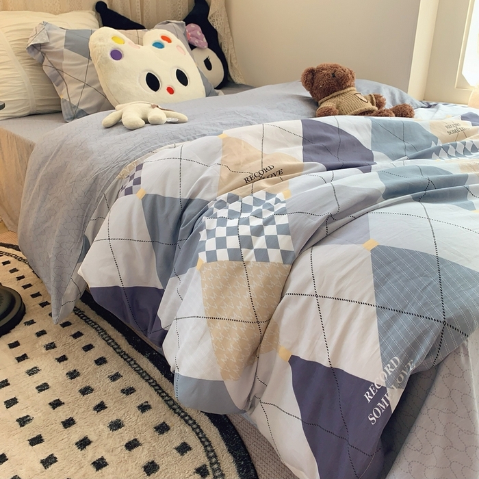 91家纺网 家纺一手货源 找家纺 莱豫家纺 2025春夏新款学生季全棉纯棉印花上下铺三件套学生宿舍三件套 拉斯图