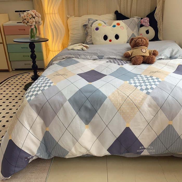 91家纺网 家纺一手货源 找家纺 莱豫家纺 2025春夏新款学生季全棉纯棉印花上下铺三件套学生宿舍三件套 拉斯图