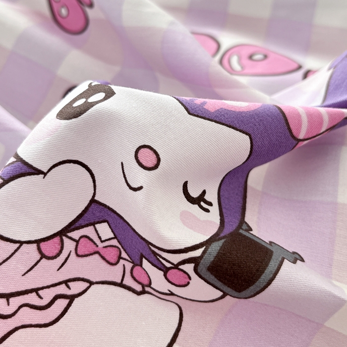 91家纺网 家纺一手货源 找家纺 博雅 2025新款全棉三丽鸥全棉四件套-小版 小方格库洛米