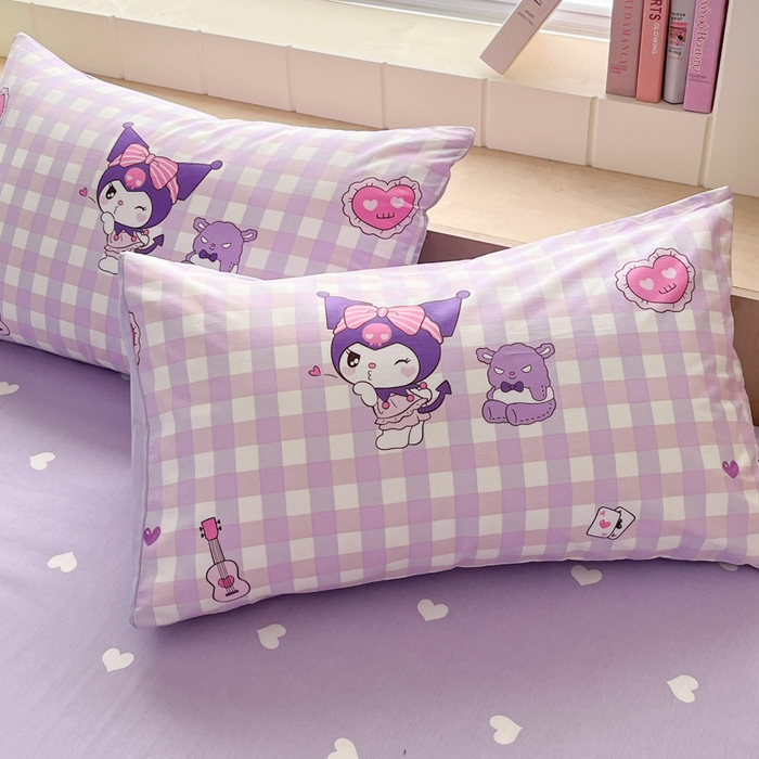 91家纺网 家纺一手货源 找家纺 博雅 2025新款全棉三丽鸥全棉四件套-小版 小方格库洛米