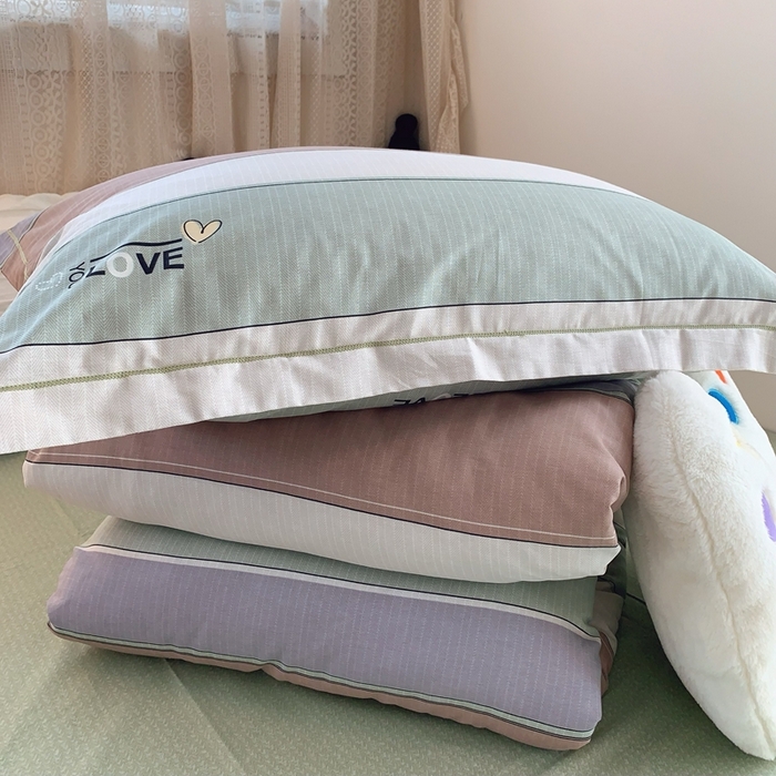 91家纺网 家纺一手货源 找家纺 莱豫家纺 2025春夏新款学生季全棉纯棉印花上下铺三件套学生宿舍三件套 麦浪指纹