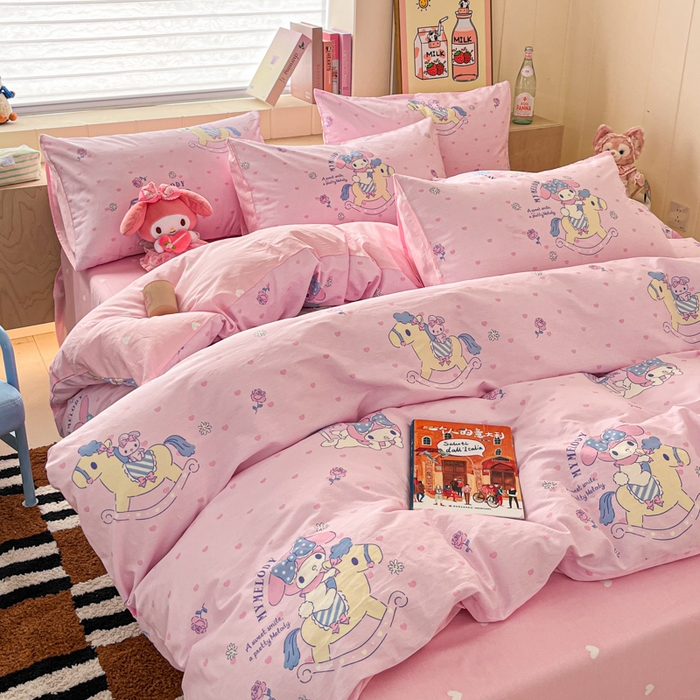 91家纺网 家纺一手货源 找家纺 博雅 2025新款全棉三丽鸥全棉四件套-小版 小爱心美乐蒂