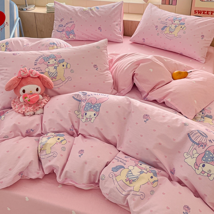 91家纺网 家纺一手货源 找家纺 博雅 2025新款全棉三丽鸥全棉四件套-小版 小爱心美乐蒂