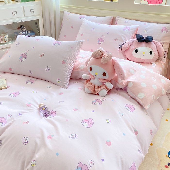 91家纺网 家纺一手货源 找家纺 博雅 2025新款全棉三丽鸥全棉四件套-小版 下午茶美乐蒂