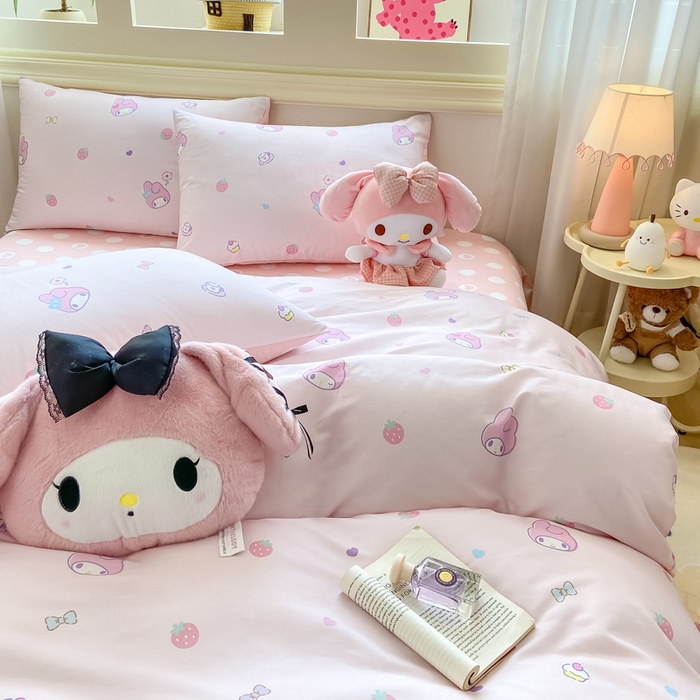 91家纺网 家纺一手货源 找家纺 博雅 2025新款全棉三丽鸥全棉四件套-小版 下午茶美乐蒂