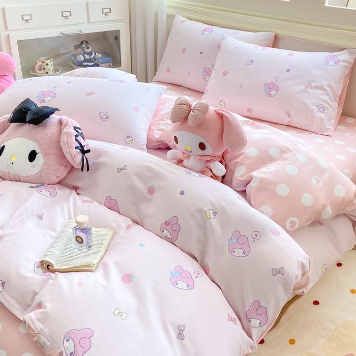 91家纺网 家纺一手货源 找家纺 博雅 2025新款全棉三丽鸥全棉四件套-小版 下午茶美乐蒂