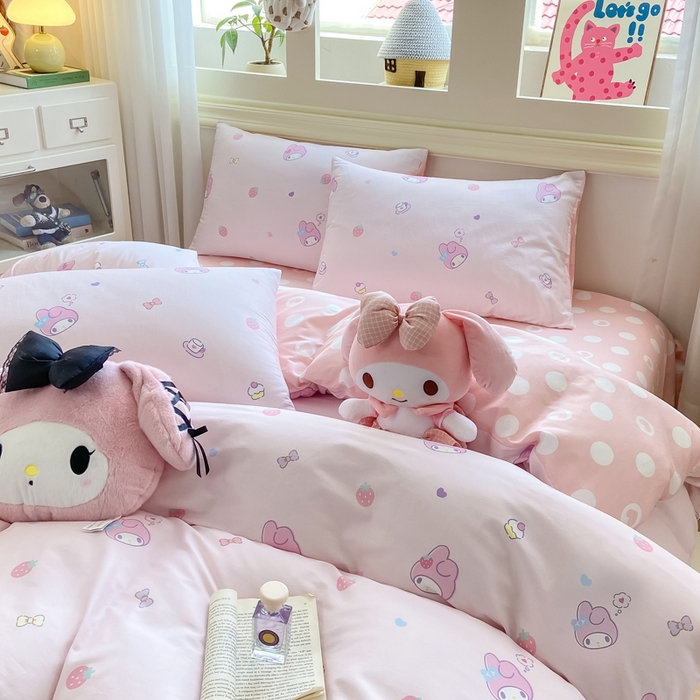 91家纺网 家纺一手货源 找家纺 博雅 2025新款全棉三丽鸥全棉四件套-小版 下午茶美乐蒂