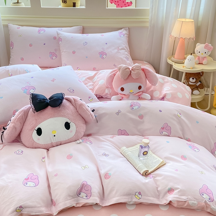 91家纺网 家纺一手货源 找家纺 博雅 2025新款全棉三丽鸥全棉四件套-小版 下午茶美乐蒂