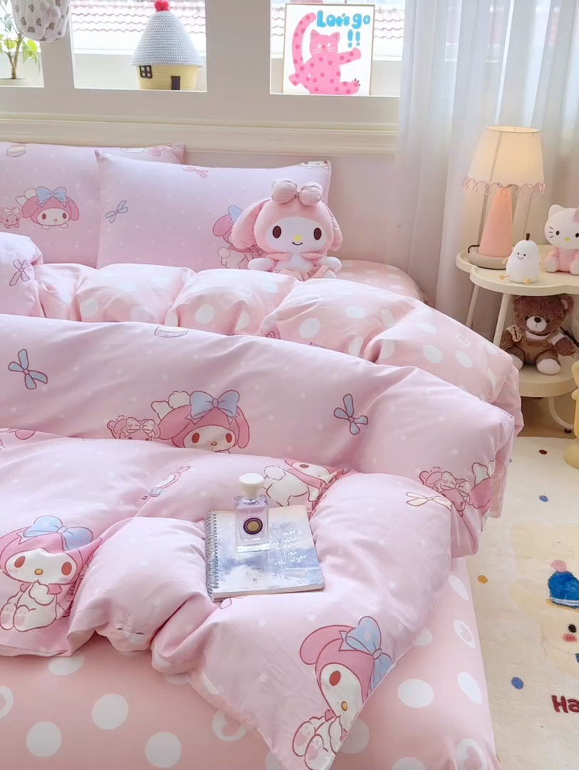 91家纺网 家纺一手货源 找家纺 博雅 2025新款全棉三丽鸥全棉四件套-小版 小兔美乐蒂