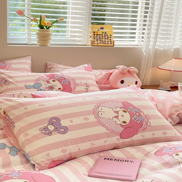 91家纺网 家纺一手货源 找家纺 博雅 2025新款全棉三丽鸥全棉四件套-小版 甜甜美乐蒂