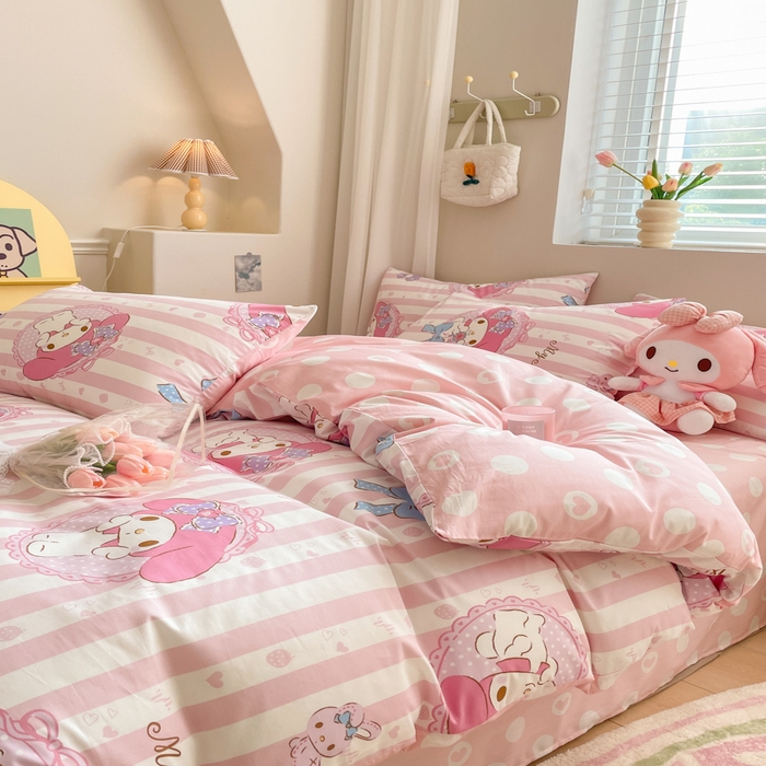 91家纺网 家纺一手货源 找家纺 博雅 2025新款全棉三丽鸥全棉四件套-小版 甜甜美乐蒂