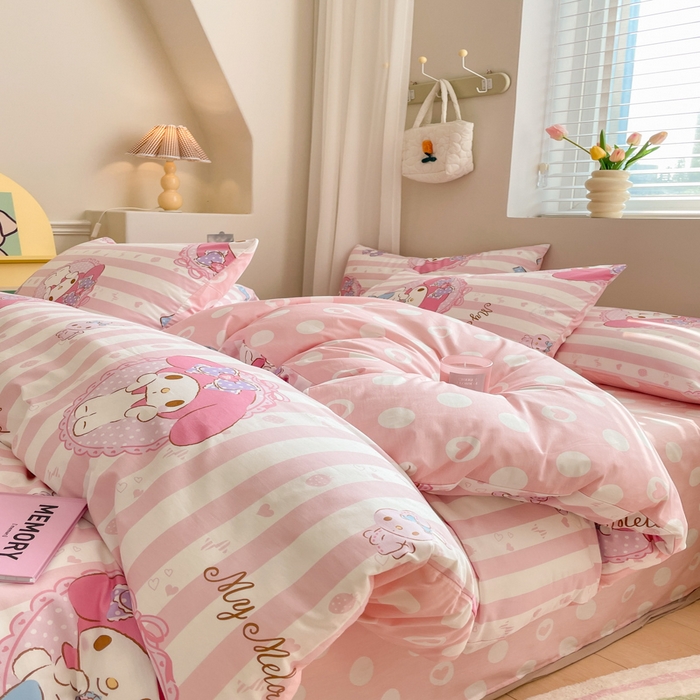 91家纺网 家纺一手货源 找家纺 博雅 2025新款全棉三丽鸥全棉四件套-小版 甜甜美乐蒂