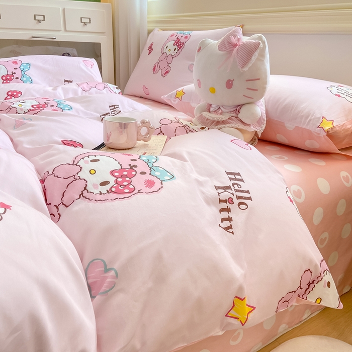 91家纺网 家纺一手货源 找家纺 博雅 2025新款全棉三丽鸥全棉四件套-小版 腮红KT